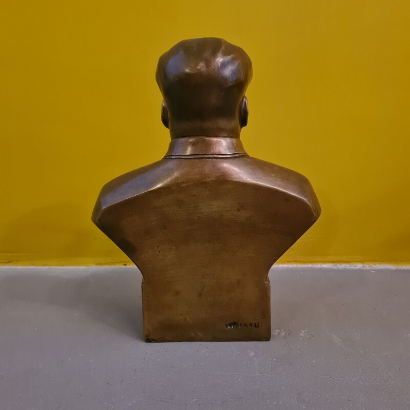 Vintage bronzen buste van Mao Zedong