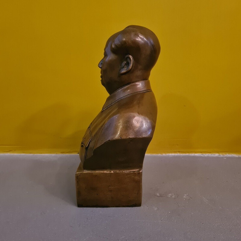 Vintage-Bronzebüste von Mao Zedong