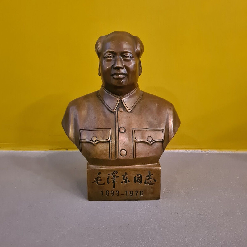 Vintage bronzen buste van Mao Zedong