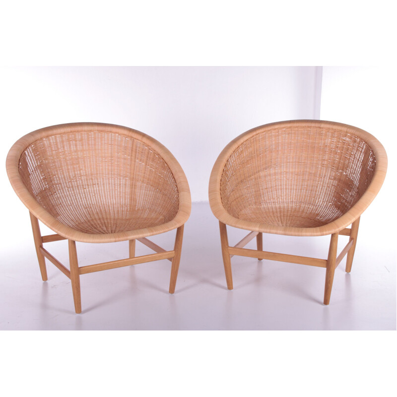 Pair of vintage armchairs by Ludvig Pontoppidan for Nanna & Jorgen Ditzel, Denmark