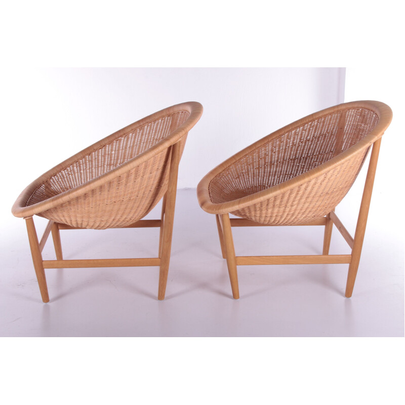 Pair of vintage armchairs by Ludvig Pontoppidan for Nanna & Jorgen Ditzel, Denmark