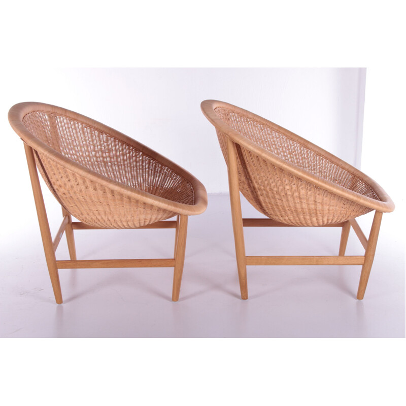 Pair of vintage armchairs by Ludvig Pontoppidan for Nanna & Jorgen Ditzel, Denmark