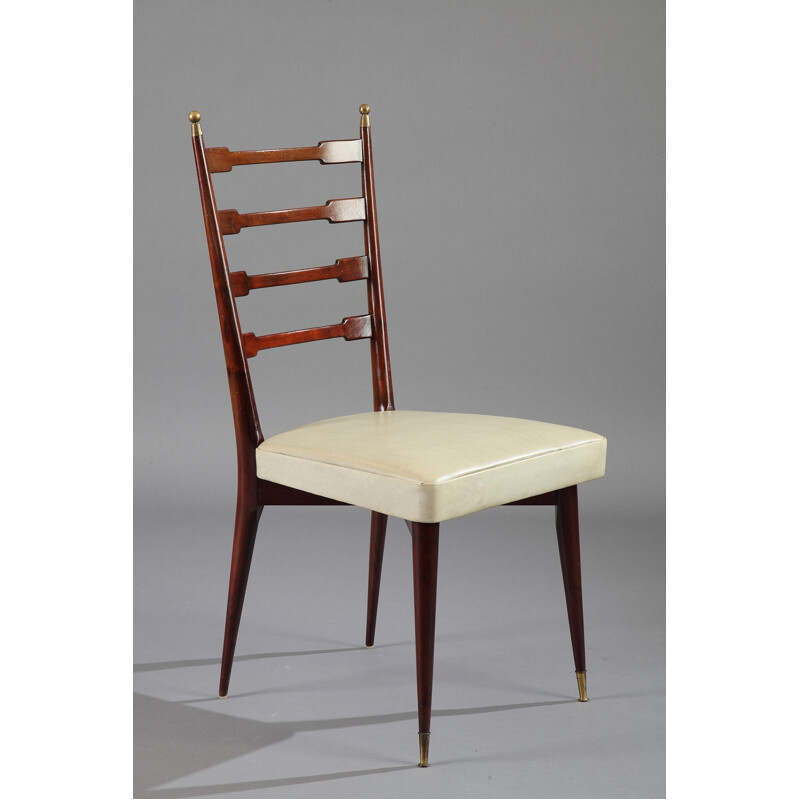 Ensemble de table italienne et 6 chaises en acajou - 1960