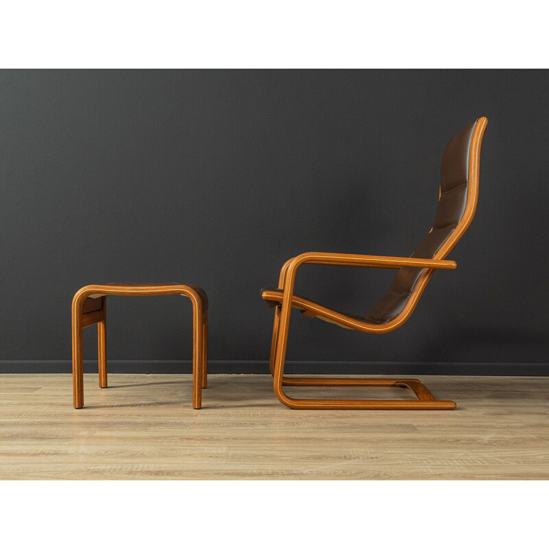 Vintage Lamello cantilever armchair with footrest by Yngve Ekström for Swedese, Sweden 1960s