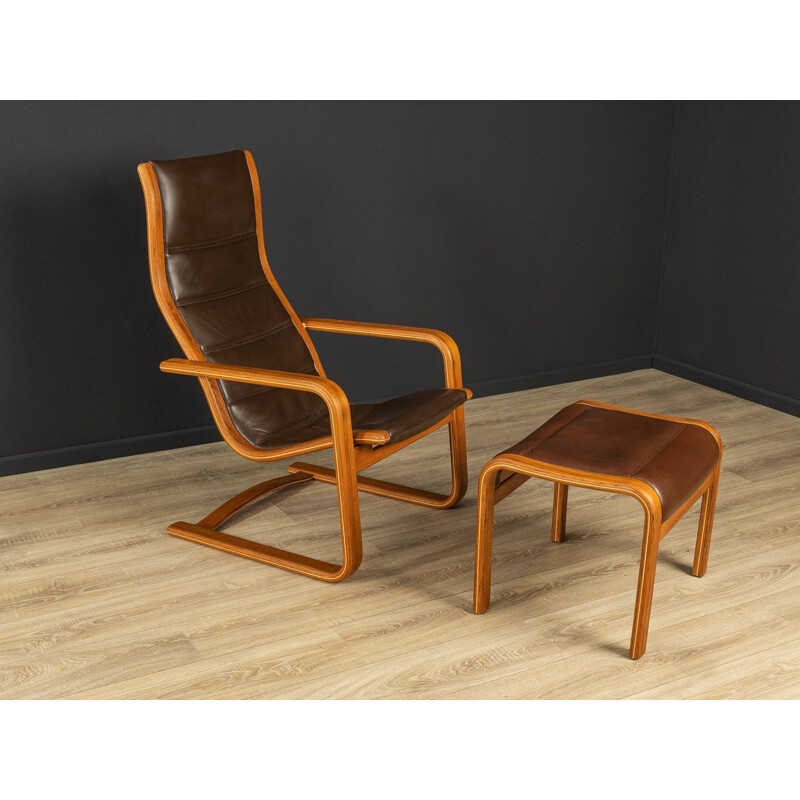 Vintage Lamello cantilever armchair with footrest by Yngve Ekström for Swedese, Sweden 1960s