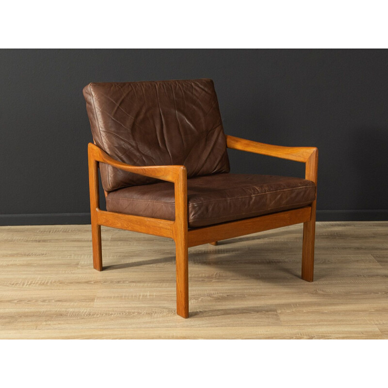 Vintage-Sessel aus Teakholz und Leder von Illum Wikkelsø, 1960