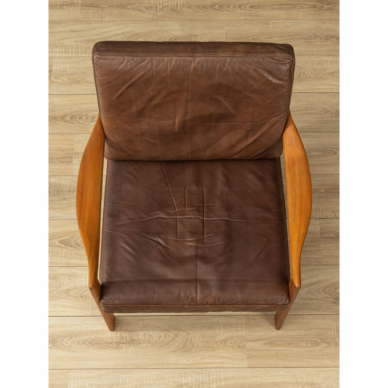 Vintage teak and leather armchair by Illum Wikkelsø, 1960s