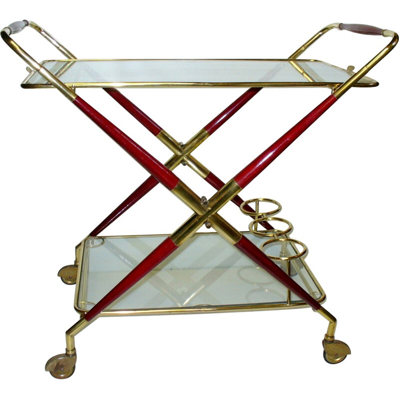 Mid-century serving table in lacquered wood and brass, Cesare LACCA - 1950s