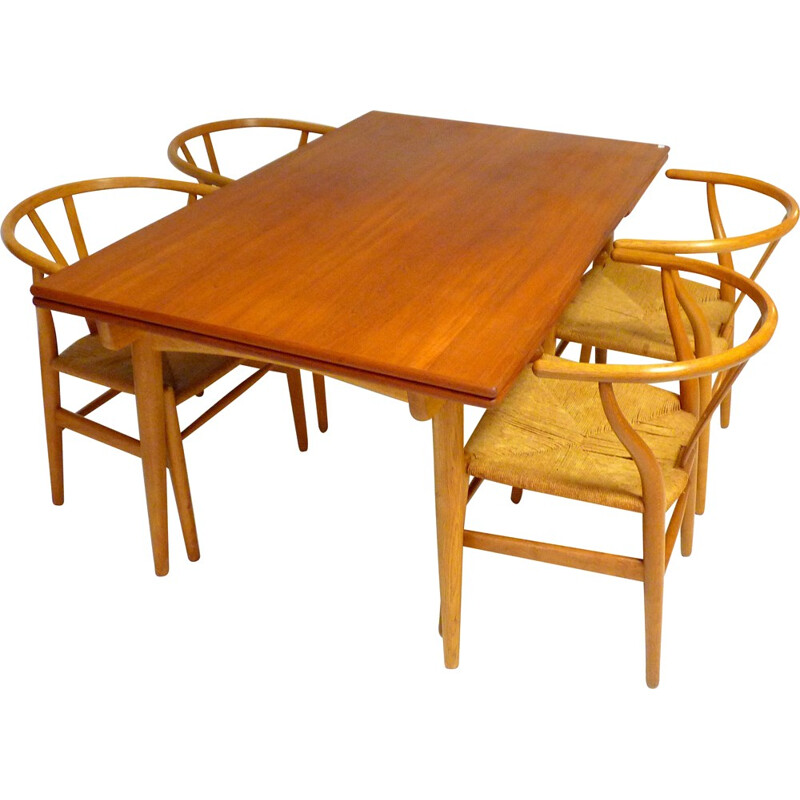 Set of table and 4 chairs Andreas Tuck in teck, Hans J. WEGNER - 1950s 