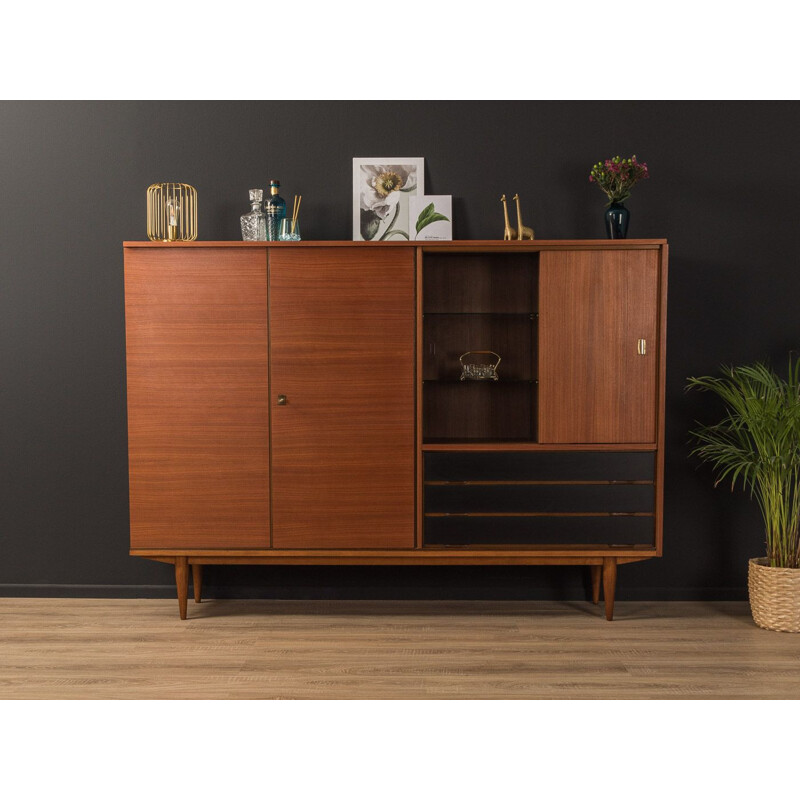 Vintage walnut highboard with two doors, 1960s