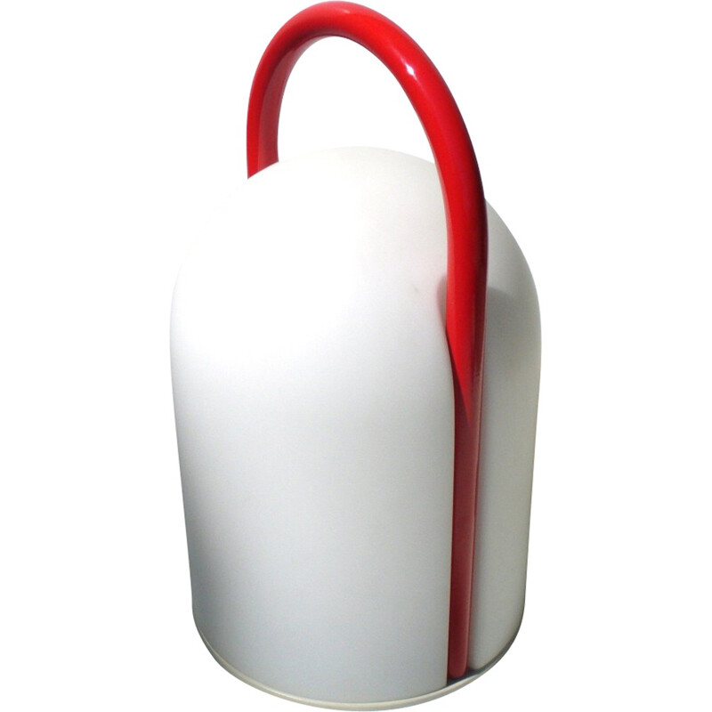 Vintage table lamp in red lacquered metal by Romolo Lanciani for Tronconi, 1980