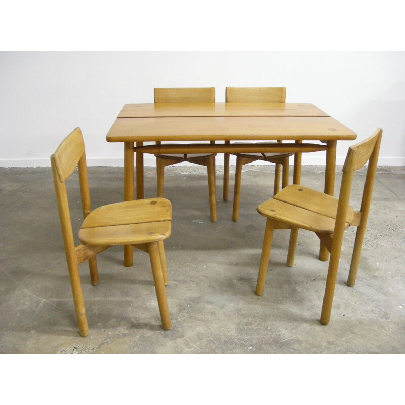 Set of 4 chairs and table, Gautier DELAYE - 1950s