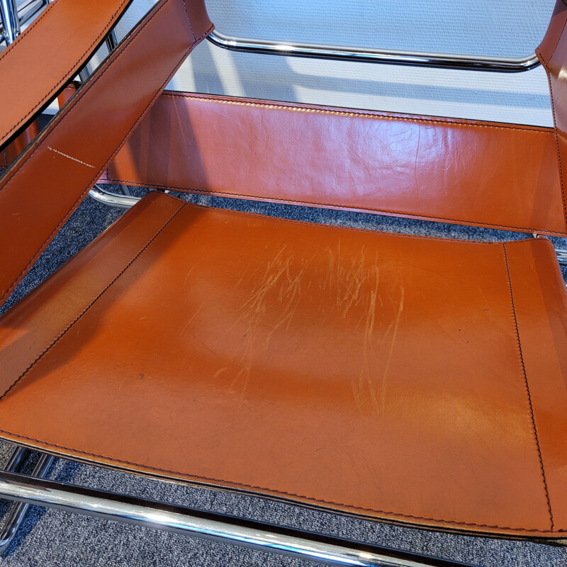Pair de fauteuils Wassily vintage en cuir cognac de Marcel Breuer pour Gavina