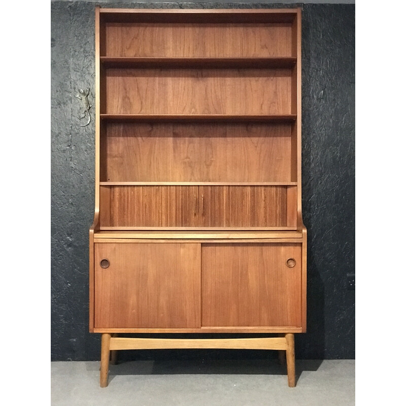 Danish vintage teak bookcase by Johannes Sorth for Bm Denmark, 1960s