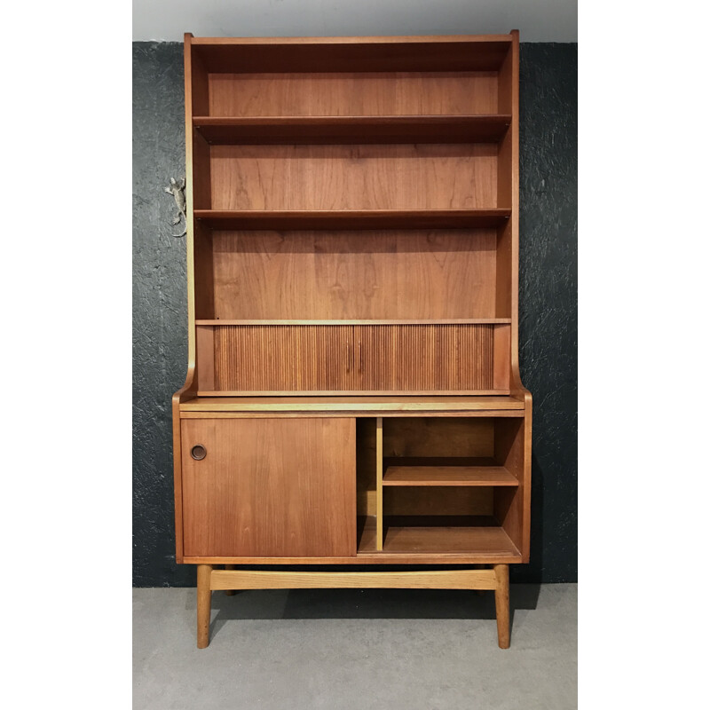 Danish vintage teak bookcase by Johannes Sorth for Bm Denmark, 1960s