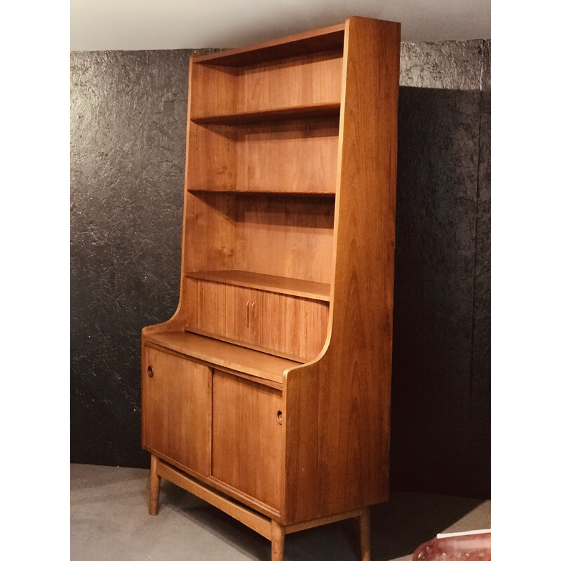 Danish vintage teak bookcase by Johannes Sorth for Bm Denmark, 1960s