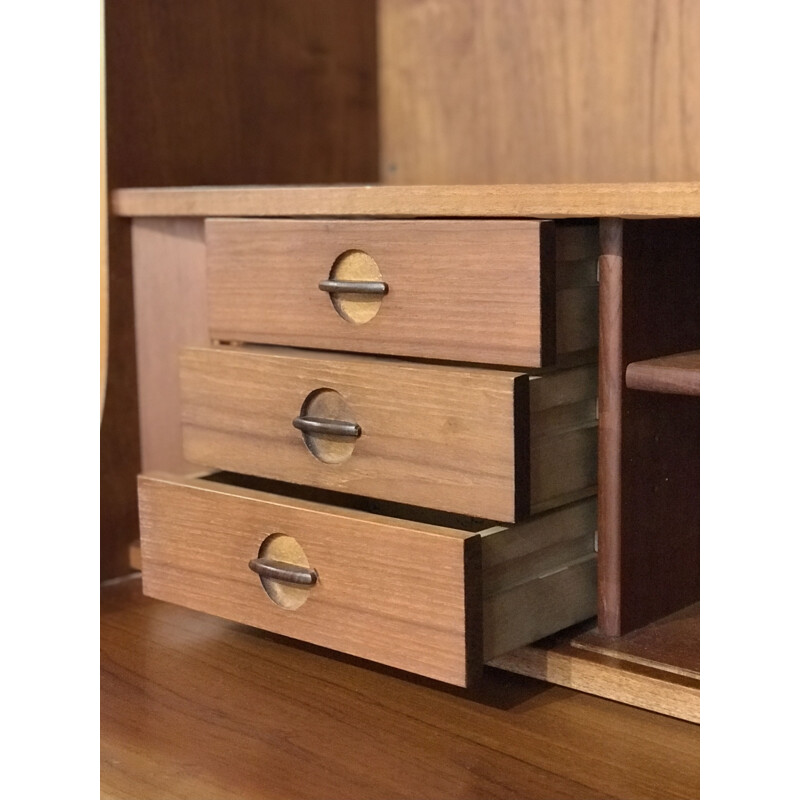 Danish vintage teak bookcase by Johannes Sorth for Bm Denmark, 1960s