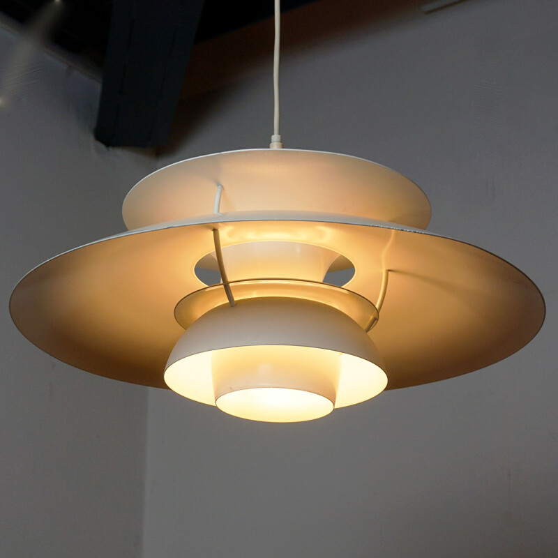 Vintage white Scandinavian pendant lamp by Poul Henningsen for Louis Poulsen, Denmark 1958