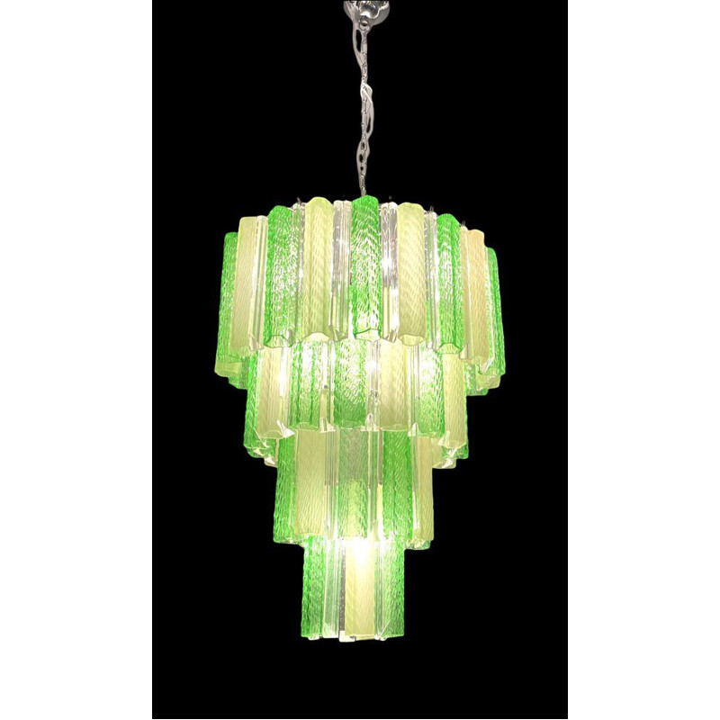 Lámpara italiana vintage de cristal de Murano verde, 1980