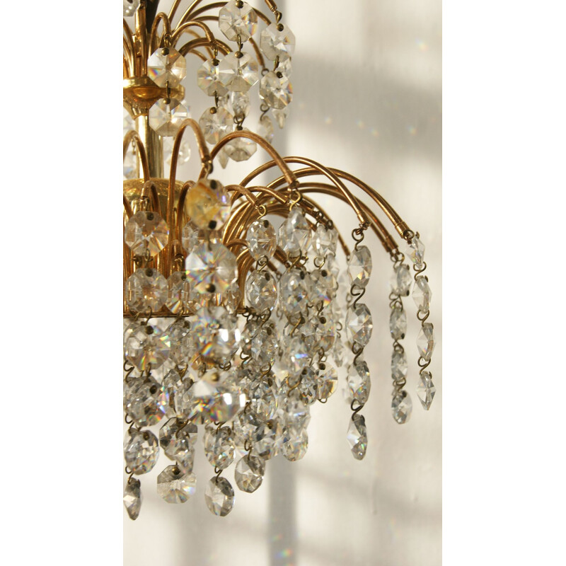 Lustre vintage Hollywood Regency en cristal