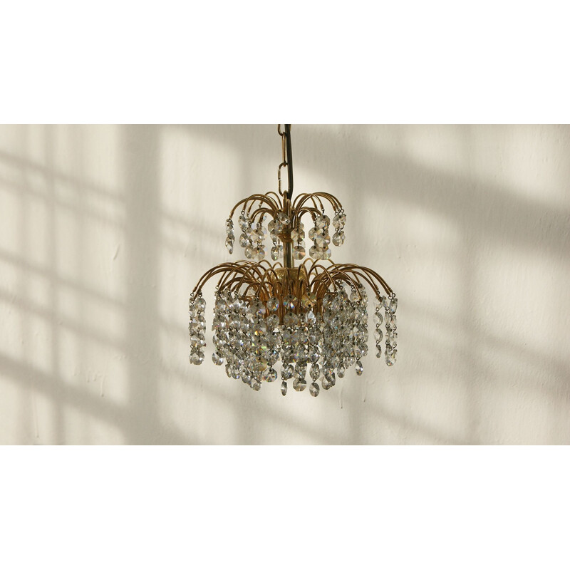 Lustre vintage Hollywood Regency en cristal