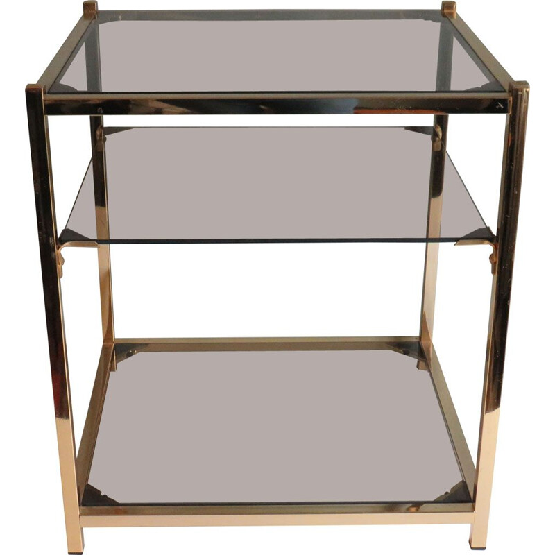 Vintage brass and smoked glass side table by Belgochrom, 1970