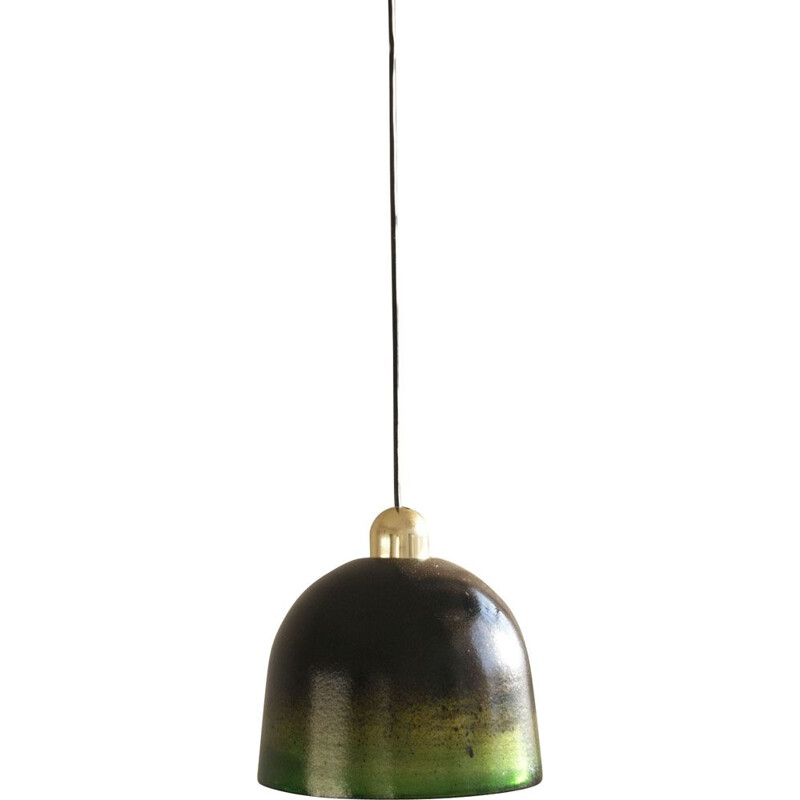 Green mid-century glass pendant lamp by Peill & Putzler, 1970s