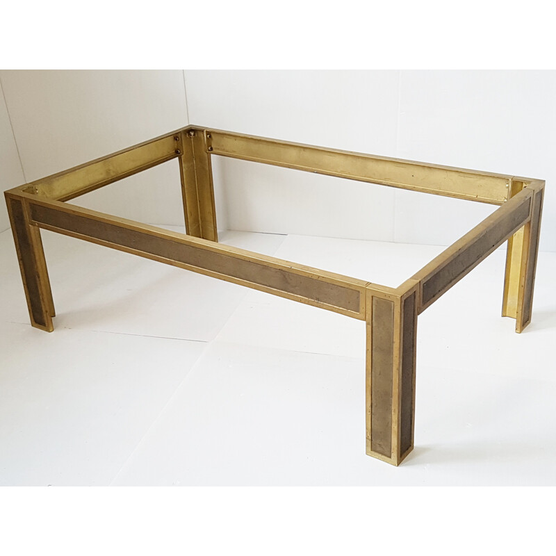 Vintage bronze and glass coffee table, 1970
