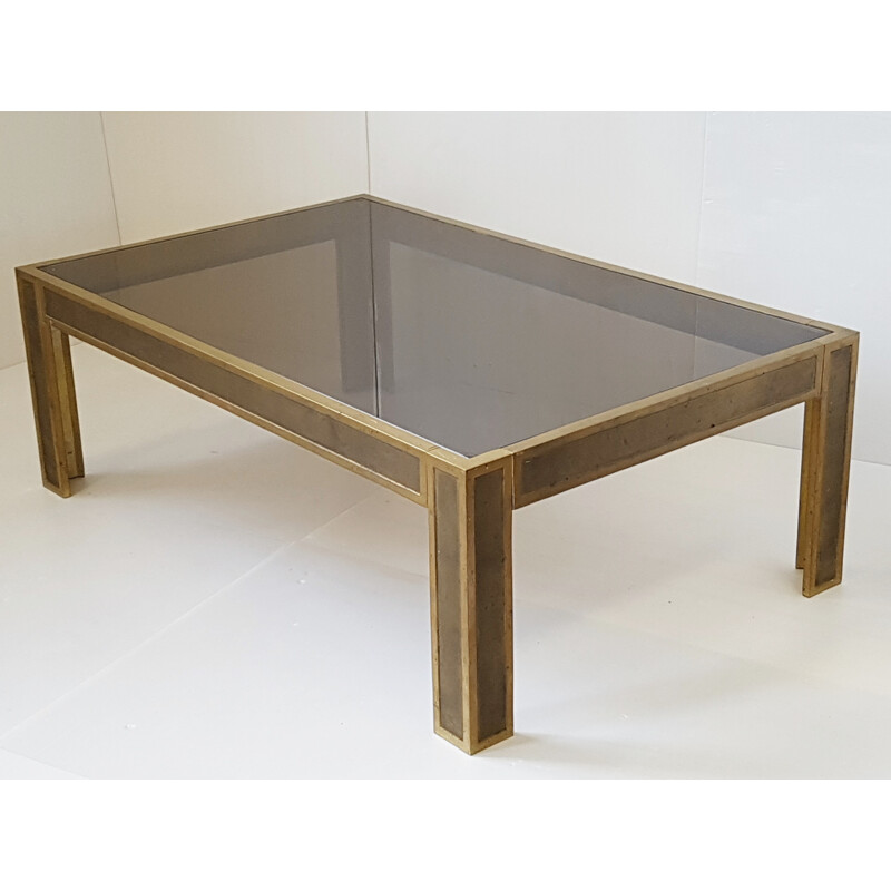 Vintage bronze and glass coffee table, 1970