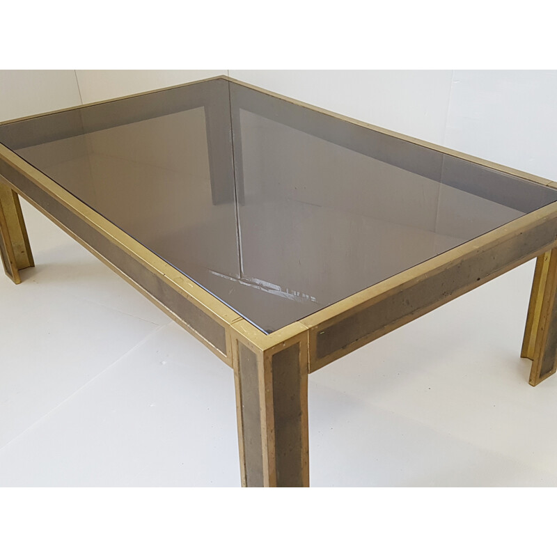 Vintage bronze and glass coffee table, 1970