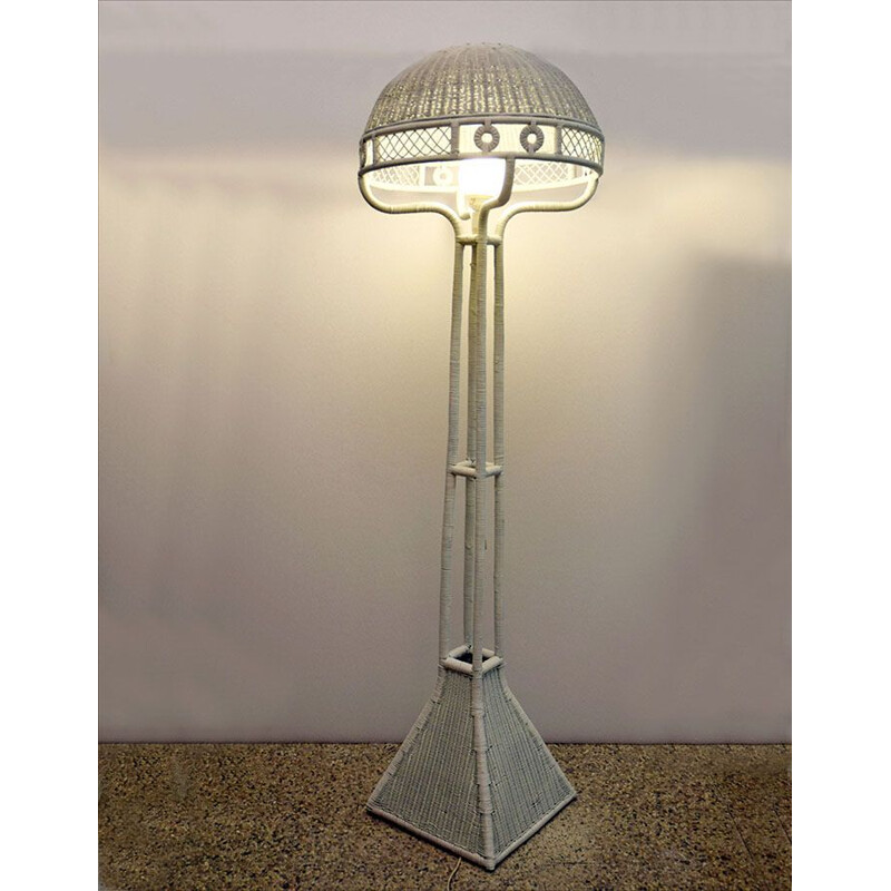 Vintage Italiaanse rotan vloerlamp, 1950