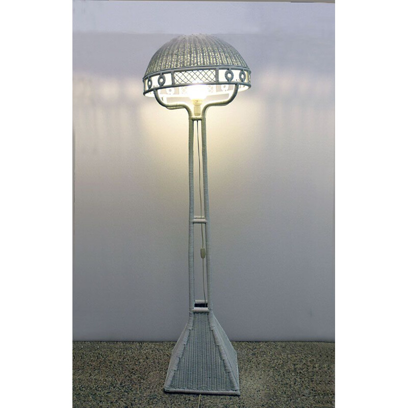 Vintage Italiaanse rotan vloerlamp, 1950