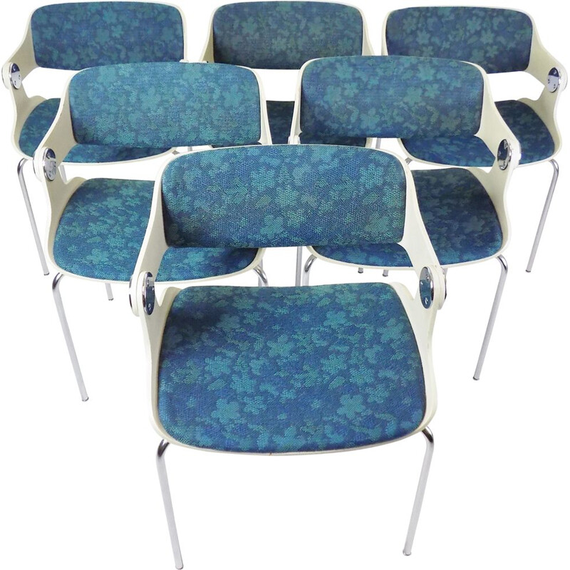 Ensemble de 6 chaises de conférence vintage par Eugen Schmidt