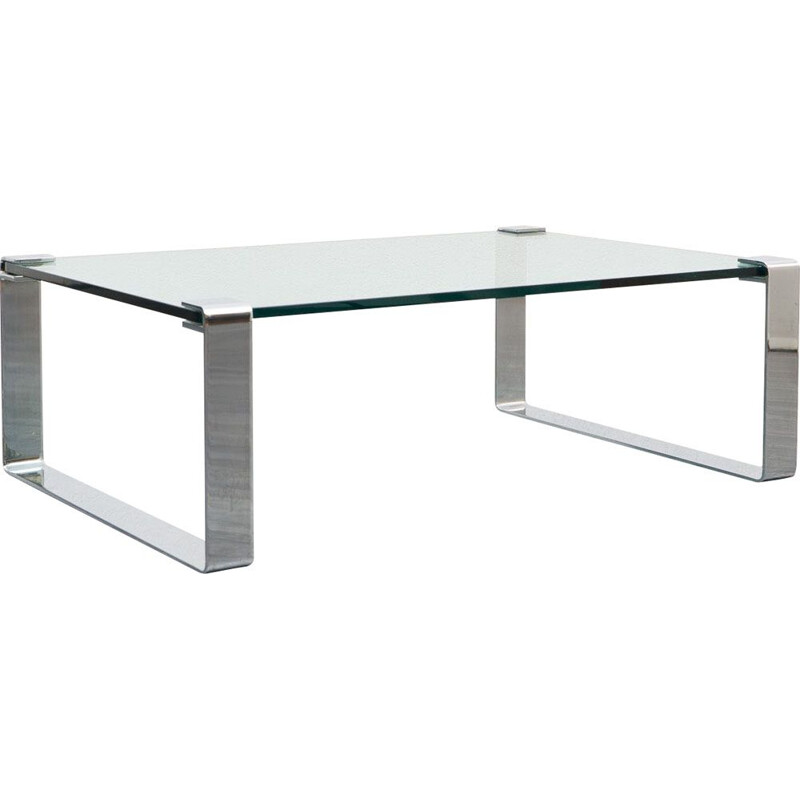 Vintage glass coffee table by Peter Draenert, 1960s