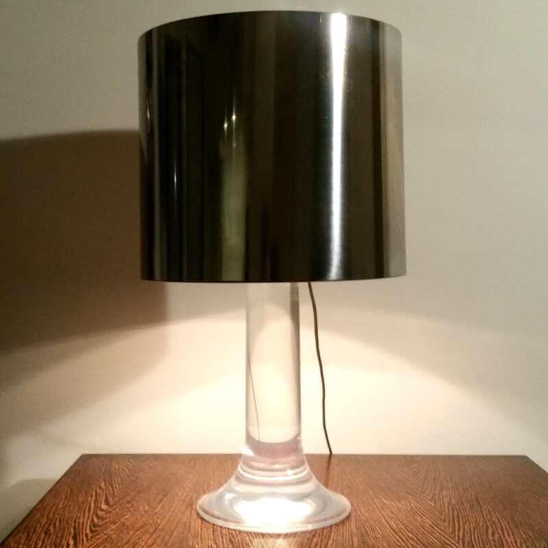 Mid-century table lamp in steel and acrylic glass, Harvey GUZINNI - 1970s