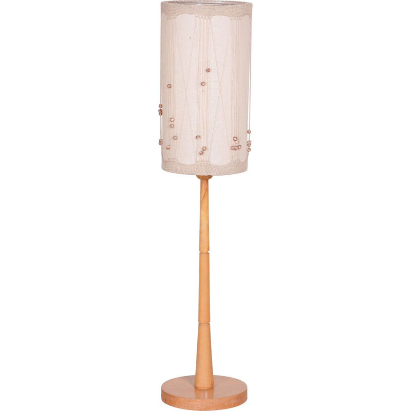 Vintage beechwood floor lamp, Czechoslovakia 1950