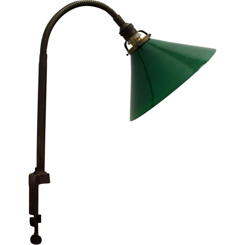 Lámpara de sobremesa vintage en opalina verde, 1930