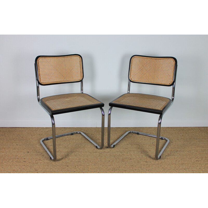 Pair of vintage Cesca B32 chairs by Marcel Breuer, 1990