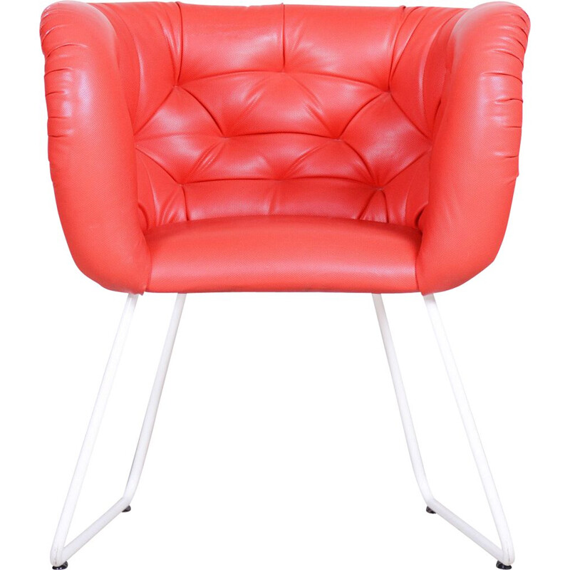 Sillón vintage rojo y blanco, 1960