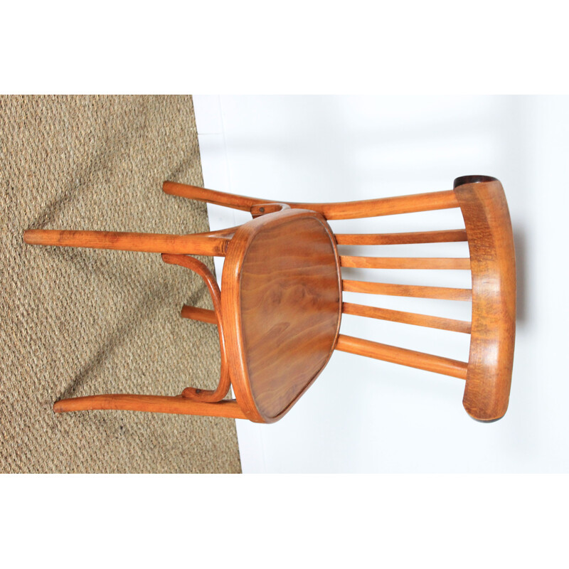 Set of 6 vintage beechwood bistro chairs, 1960