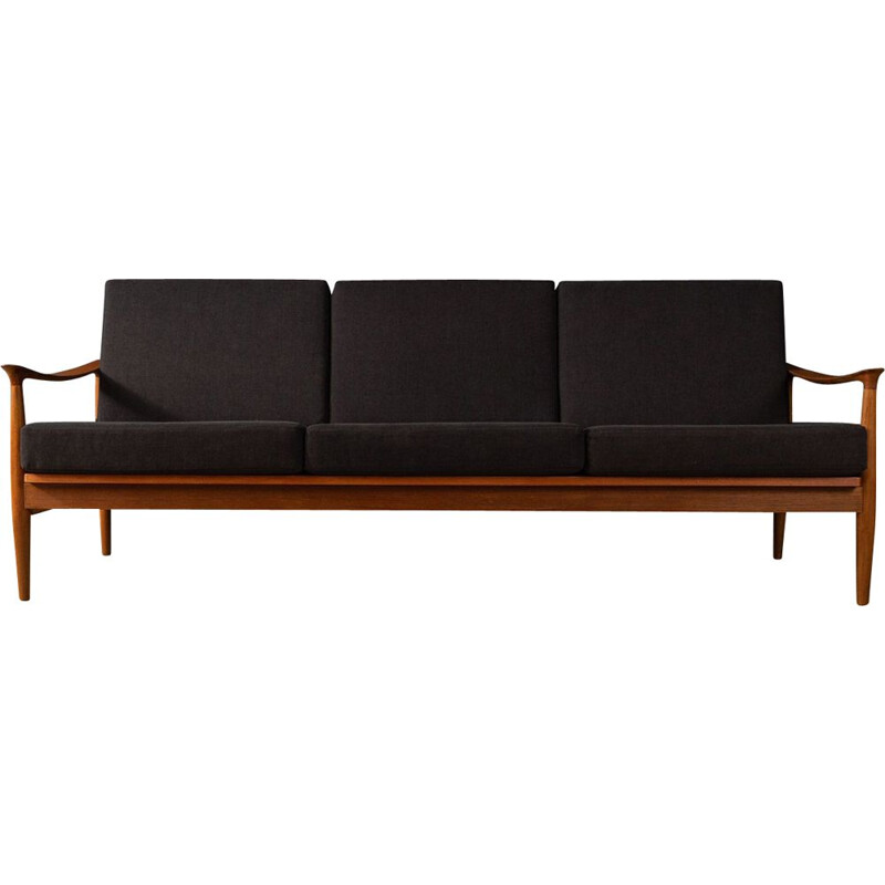 Vintage teak and fabric sofa, Denmark 1960s