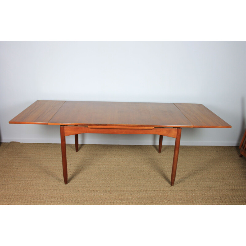 Scandinavian vintage teak extension table, 1980-1990