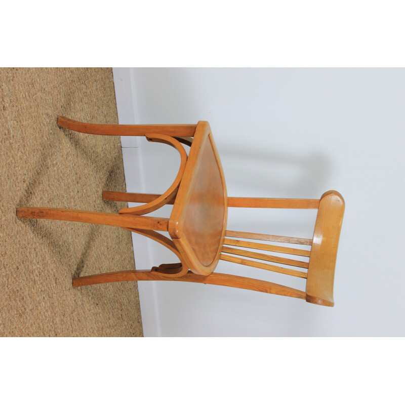 Set of 4 vintage bistro chairs in beechwood, 1970-1980