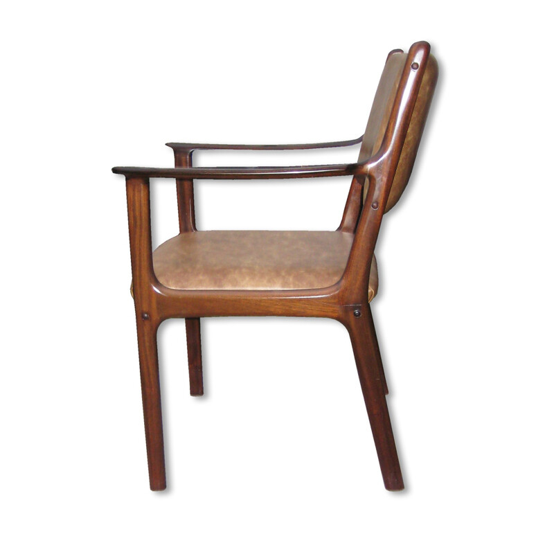 "PJ412" armchair in mahogany and leather, Ole WANSCHER - 1960s