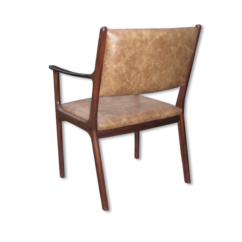 "PJ412" armchair in mahogany and leather, Ole WANSCHER - 1960s