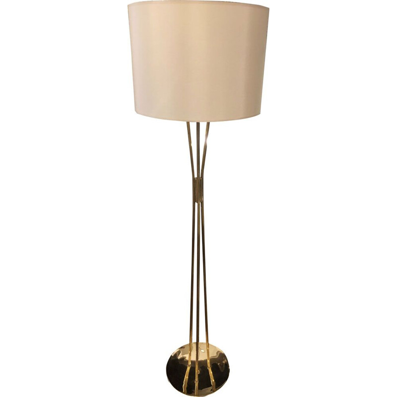 Lampadaire vintage en laiton poli, 1960