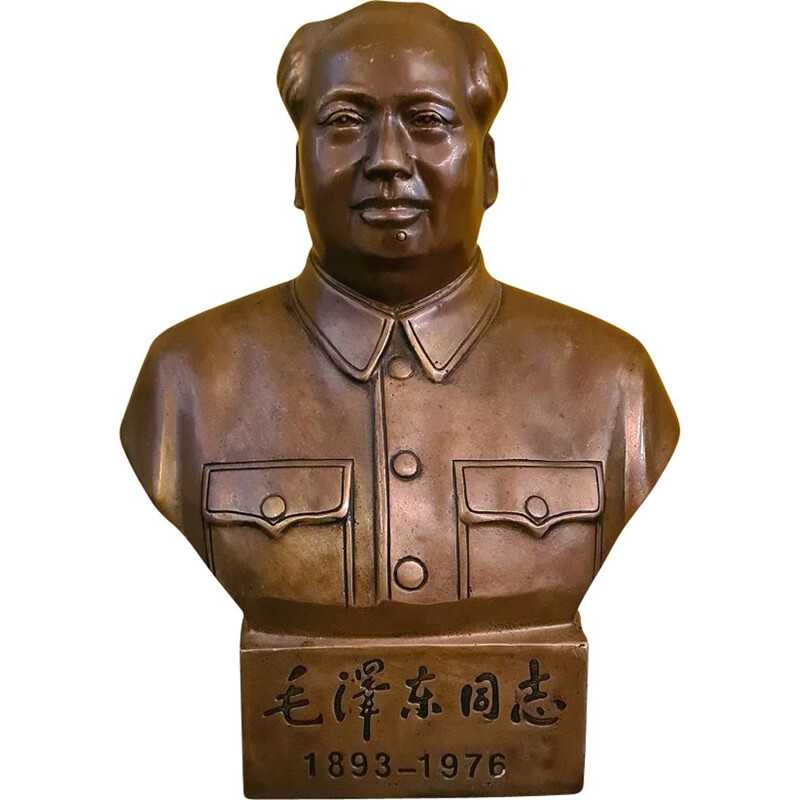Vintage bronzen buste van Mao Zedong