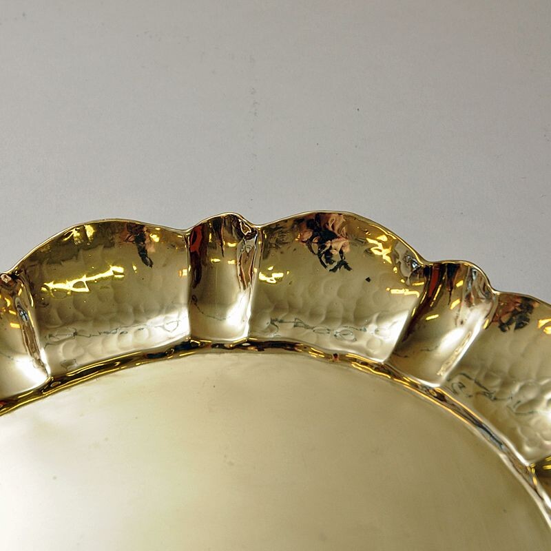Swedish vintage oval brass platetray by Lars Holmström for Arvika, Sweden 1950s