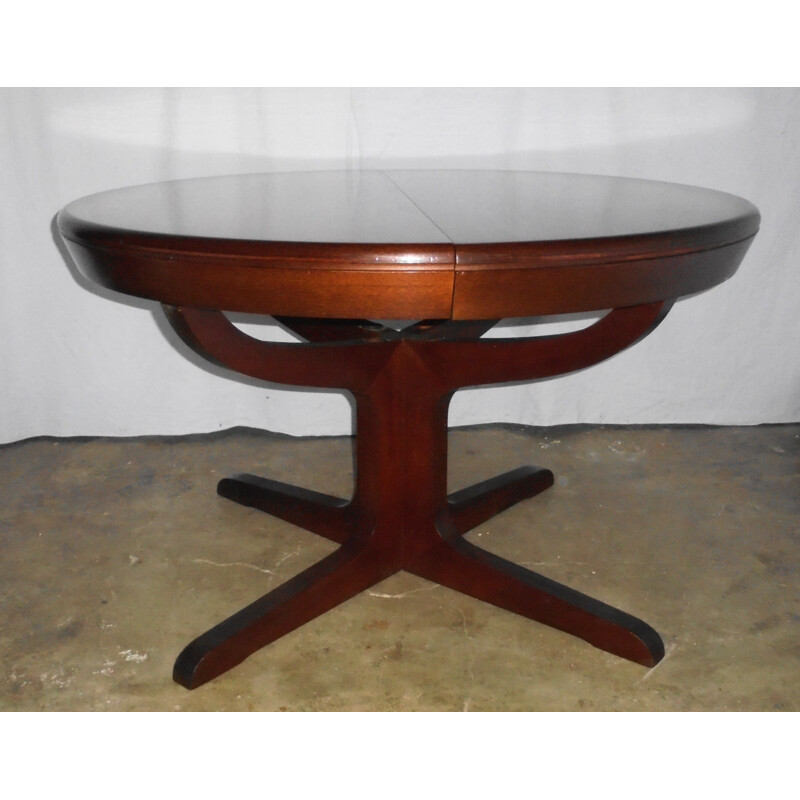 Vintage round extension table with central legs, 1970-1980