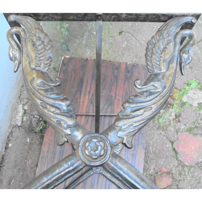 Vintage cast iron and marble table, 1950